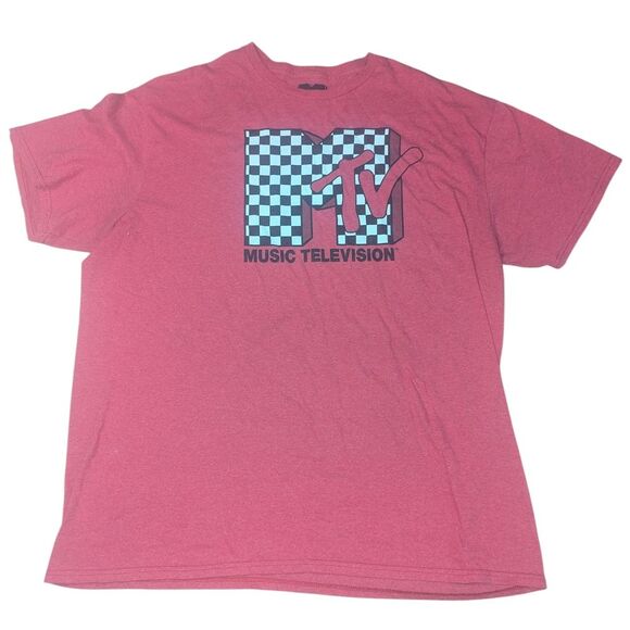 🛍️MTV Checkered Logo Red Tee - Picture 1 of 4